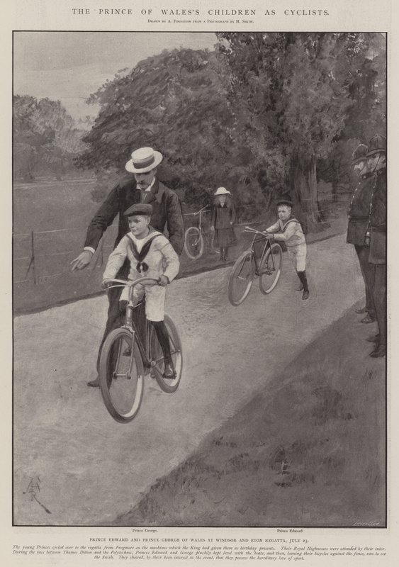 Prinsen av Wales barn som cyklister av Amedee Forestier