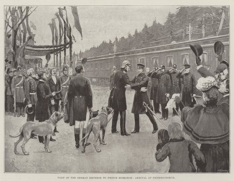 Den tyska kejsarens besök hos prins Bismarck, ankomst till Friedrichsruh av Amedee Forestier