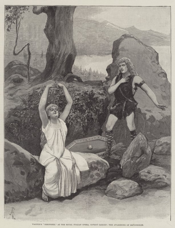 Wagners Siegfried, på Royal Italian Opera, Covent Garden, The Awakening of Brunnhilde av Amedee Forestier