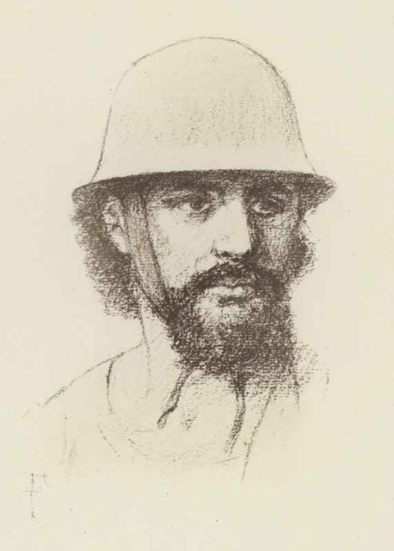 Bronzealderhjelm (litho) sved av Amedee (after) Forestier