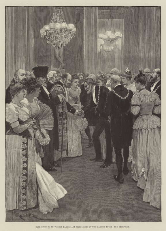 Bal ges till provinsborgmästare och borgmästarinnor i Mansion House, receptionen av Amedee Forestier