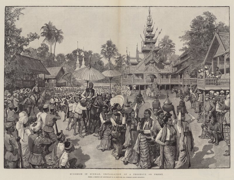 Buddhismen i Burma, installation av en Phoongye eller präst av Amedee Forestier