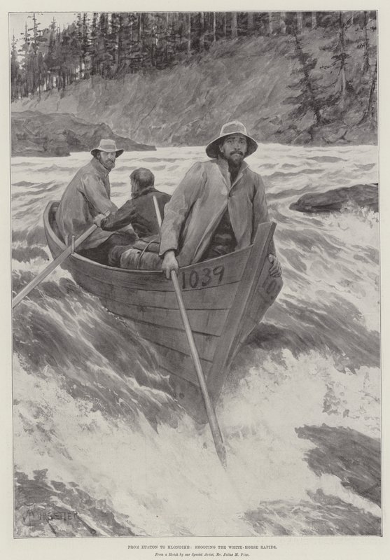Från Euston till Klondike, skjuta White-Horse Rapids av Amedee Forestier