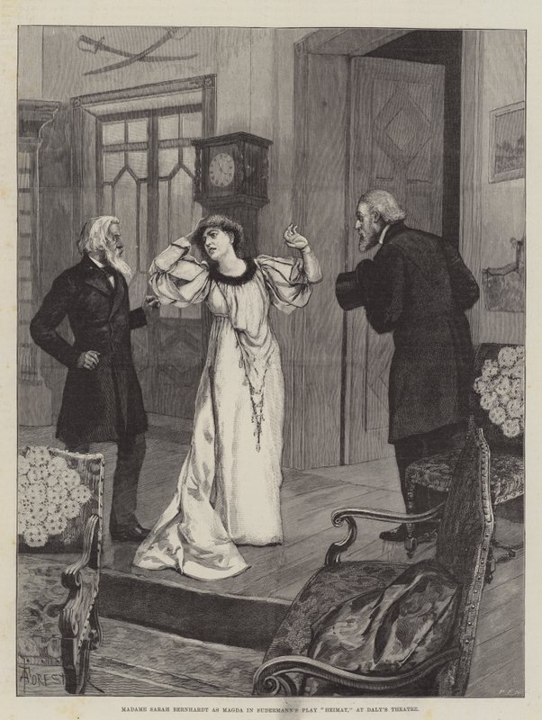 Madame Sarah Bernhardt som Magda i Sudermanns pjäs Heimat, på Dalys teater av Amedee Forestier