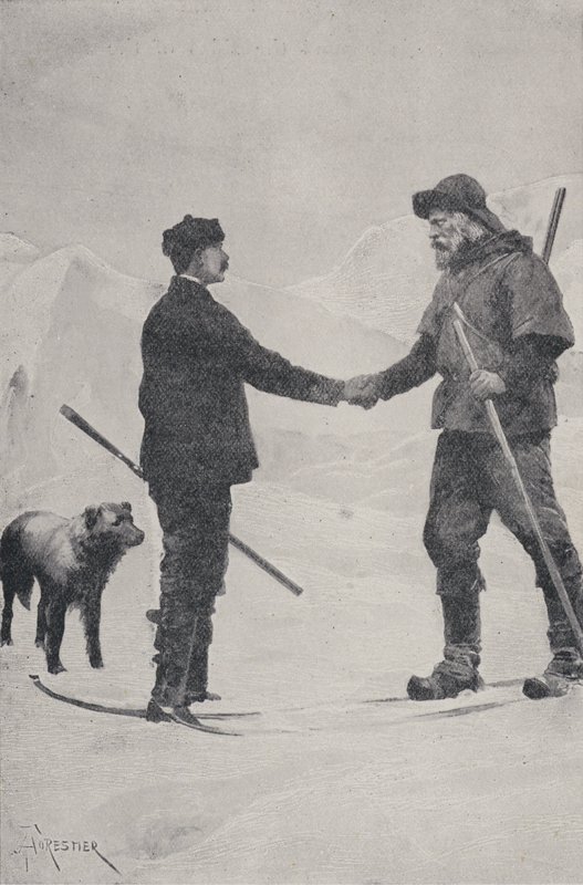 Möte mellan polarforskarna Frederick George Jackson och Fridtjof Nansen, Franz Josef Land, 1896 av Amedee Forestier