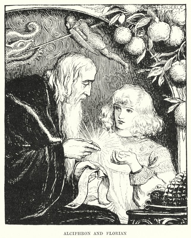 Alciphron och Florian (gravyr) av Amelia M. (attr.to) Bowerley or Bauerle