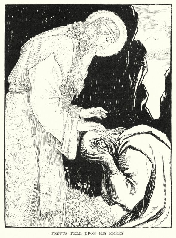Festus föll på knä (gravyr) av Amelia M. (attr.to) Bowerley or Bauerle