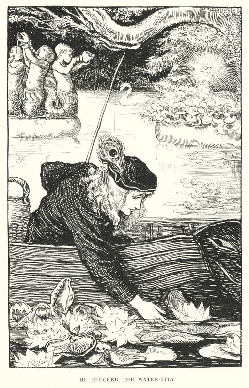 Han plockade näckrosen (gravyr) av Amelia M. (attr.to) Bowerley or Bauerle