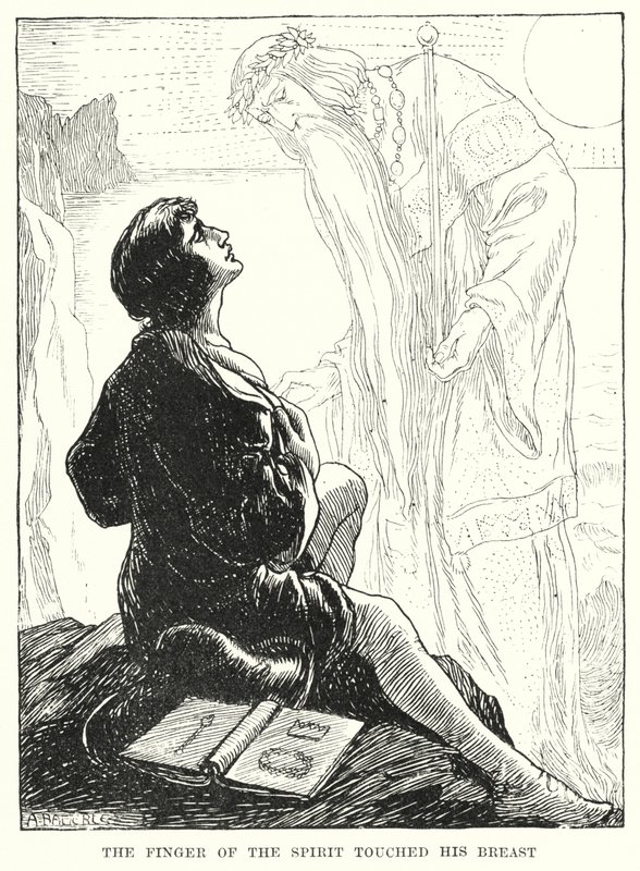 Andens finger rörde vid hans bröst (gravyr) av Amelia M. (attr.to) Bowerley or Bauerle
