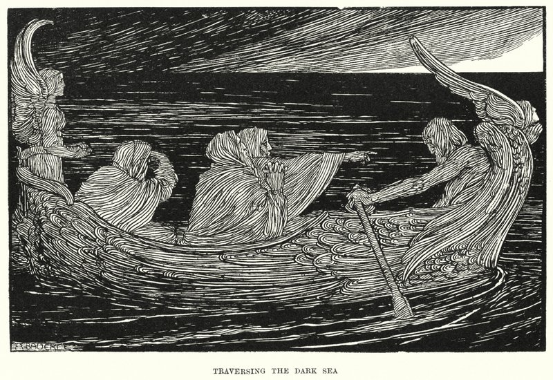 Att korsa det mörka havet (gravyr) av Amelia M. (attr.to) Bowerley or Bauerle