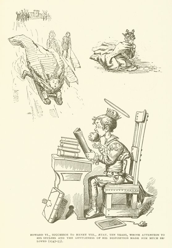 Edward VI, efterträdare till Henrik VIII, i tio år, vars uppmärksamhet på hans studier och mildheten i hans läggning gjorde honom mycket älskad (1547-53) av American School