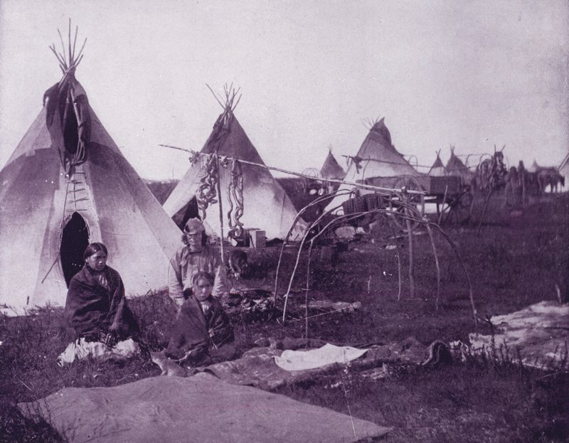 Ett läger av Sioux Indians, Dakota (s/v foto) av American Photographer (after)