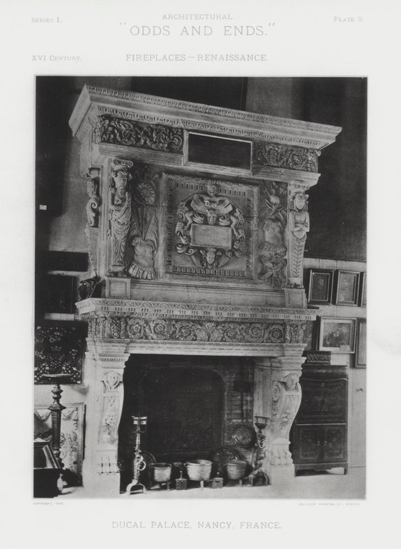 Öppen spis: Ducal Palace, Nancy, Frankrike (svart/vitt foto) av American Photographer (after)