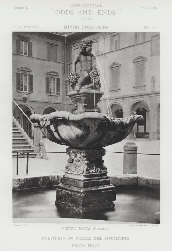 Fontän på Piazza Del Municipio, Prato, Italien (svart/vitt foto) av American Photographer (after)