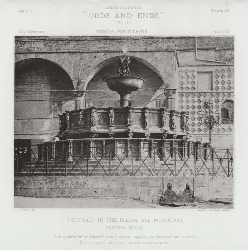 Fontän på Piazza Del Municipio, Perugia, Italien (s/v foto) av American Photographer (after)