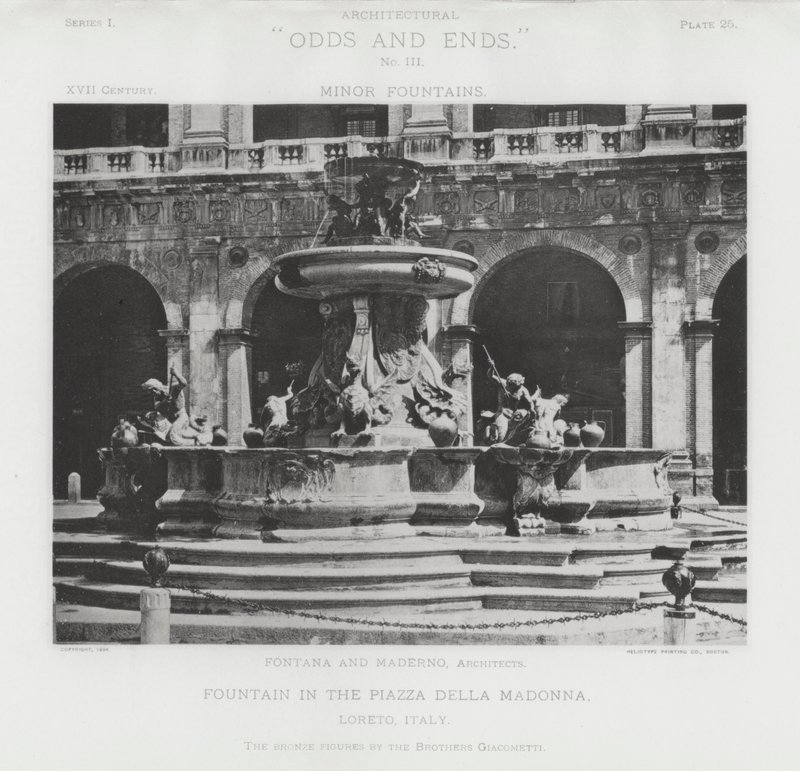 Fontän på Piazza Della Madonna, Loreto, Italien (s/v foto) av American Photographer (after)
