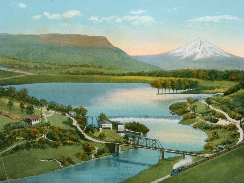 Gold Ray Dam, som visar Taffelberget och Rogue River (foto) av American Photographer (after)