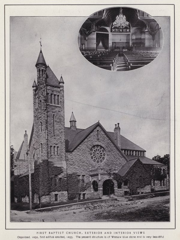 Jamestown, NY: First Baptist Church, exteriör och interiör (s/v foto) av American Photographer (after)