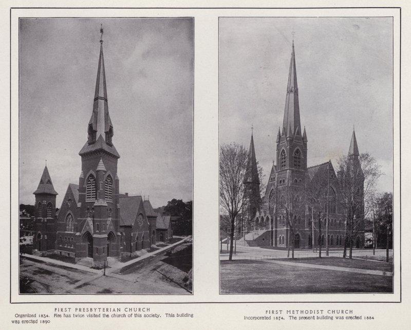 Jamestown, NY: First Presbyterian Church; First Methodist Church (s/v foto) av American Photographer (after)