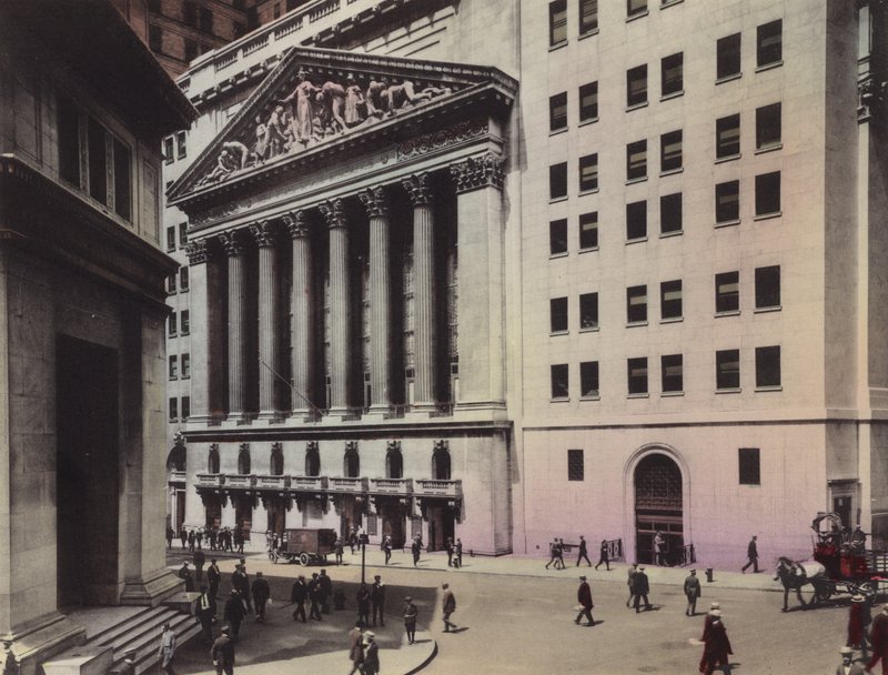 New York: J P Morgan och Co; New York Stock Exchange (bild) av American Photographer (after)