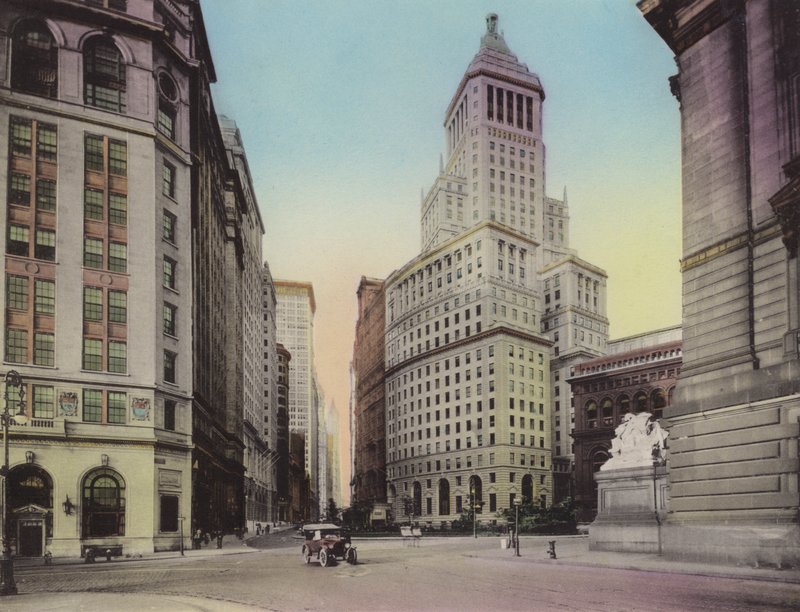 New York: Washington Building, nr 1 Broadway; Standard oljebyggnad; Custom House (foto) av American Photographer (after)