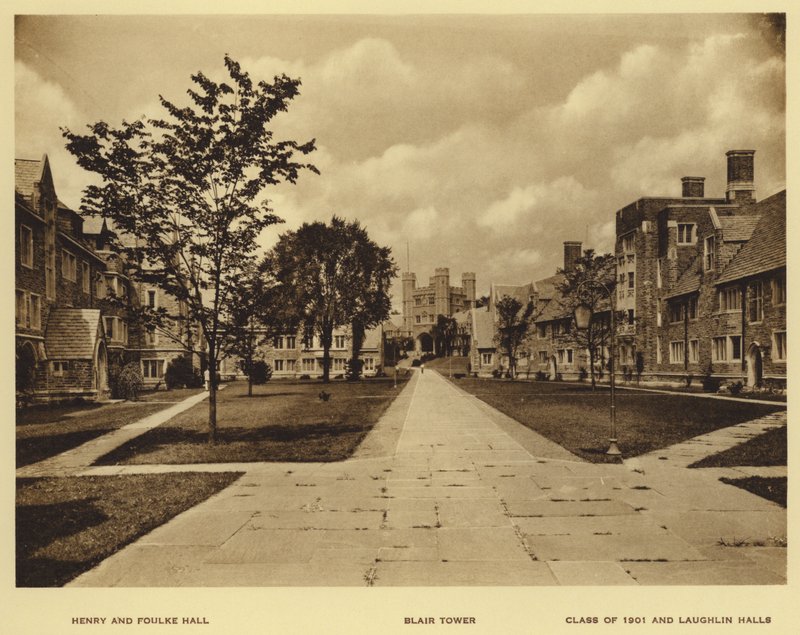 Princeton University: Henry och Foulke Hall; Blair Tower; Klass av 1901 och Laughlin Halls (s/v foto) av American Photographer (after)