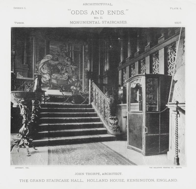 The Grand Staircase Hall, Holland House, Kensington, England (s/v foto) av American Photographer (after)