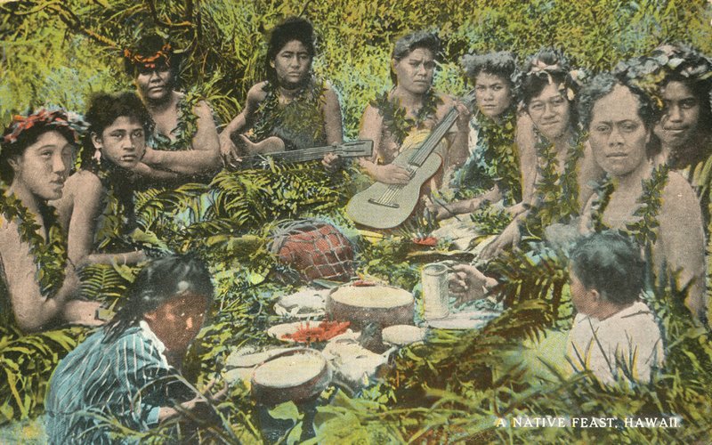 En inhemsk fest, Hawaii (färglagd bild) av American Photographer