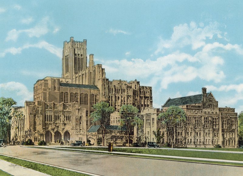 Alexander McKinlock Memorial Campus, Northwestern University, Chicago Avenue och Lake Shore Drive (färgad bild) av American Photographer