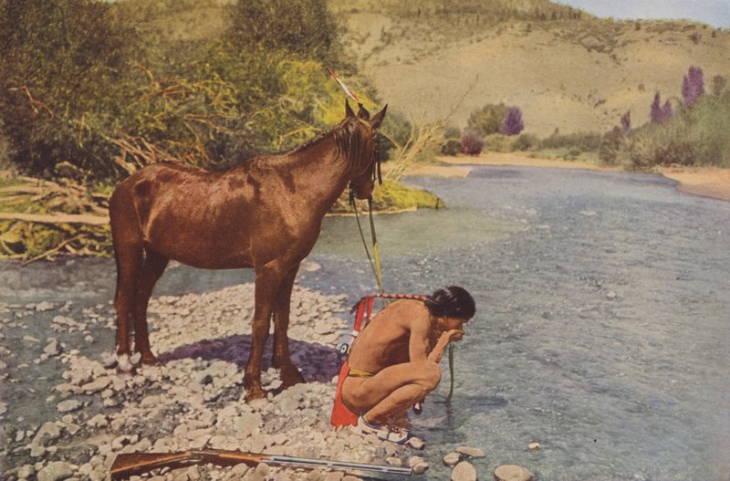 Apache Warrior, Rio Navaho Arizona (färglagd bild) av American Photographer