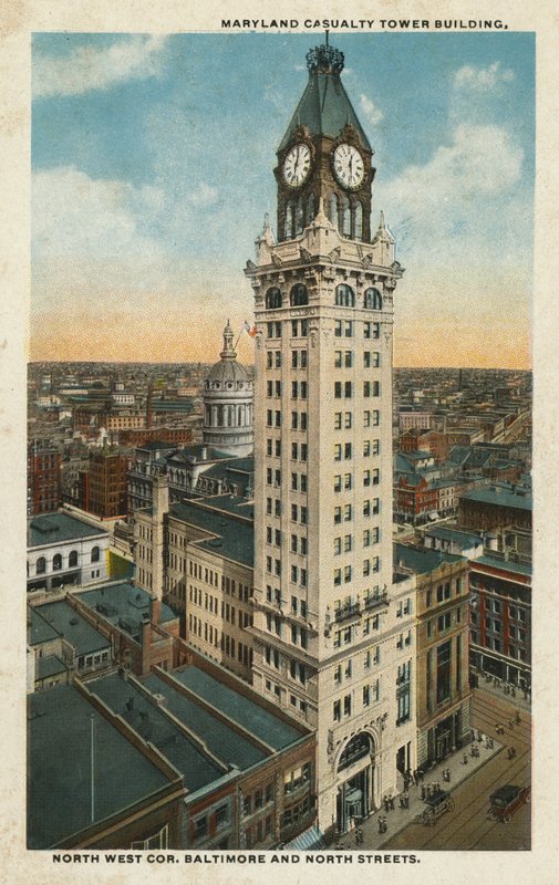 Baltimore, Massachusetts: Maryland Casualty Tower Building, nordvästra hörnet av Baltimore och North Streets (färgfoto) av American Photographer