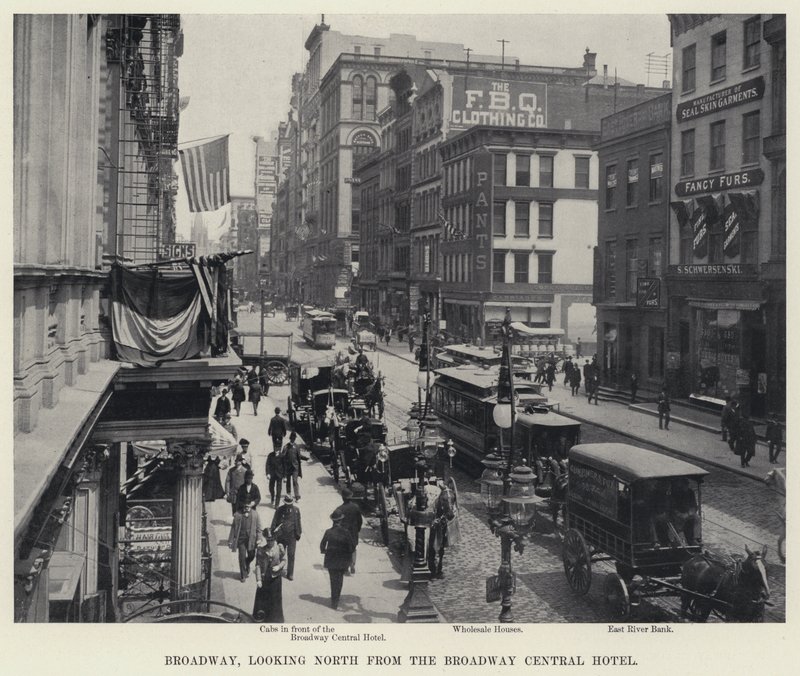 Broadway, ser norrut från Broadway Central Hotel (s/v foto) av American Photographer