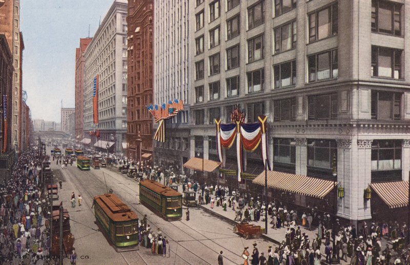 Chicago: State Street, norrut från Madison (färgfoto) av American Photographer