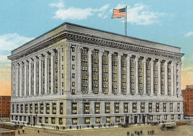 Stadshuset och länsbyggnaden (färgad bild) av American Photographer