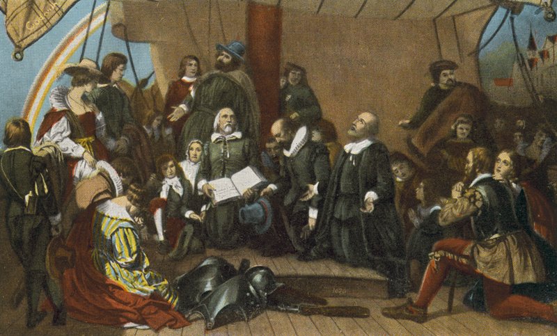 Pilgrimernas ombordstigning, från Delft Haven, 22 juli 1620 (tryck) av American Photographer