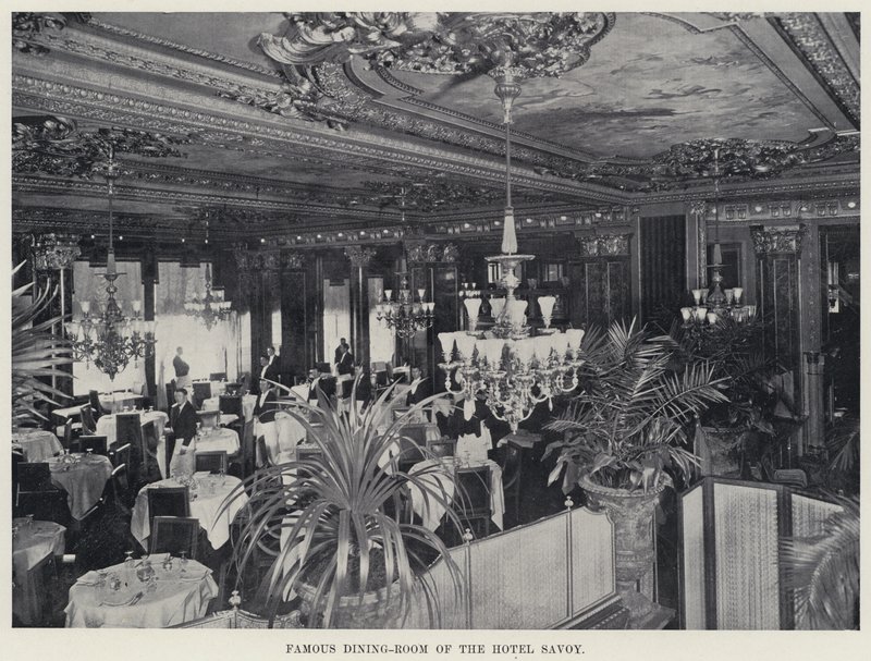 Berömda matsal på Hotel Savoy (s/v foto) av American Photographer
