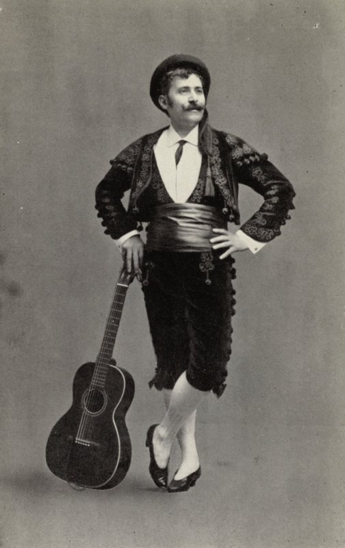 Guiseppe Campanari, som Figaro, i "Barberaren i Sevilla" (svartvitt foto) av American Photographer