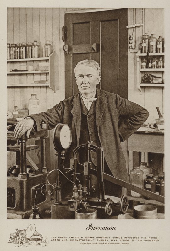 Uppfinning, Thomas Alva Edison i sin verkstad av American Photographer