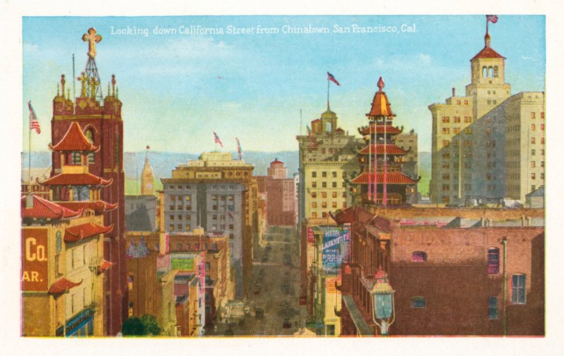 Blick nerför California Street från Chinatown, San Francisco, Kalifornien (färgfoto) av American Photographer