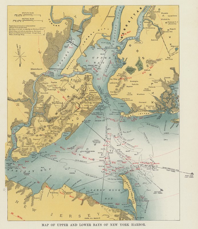 Karta över Upper and Lower Bays of New York Harbor (s/v foto) av American Photographer
