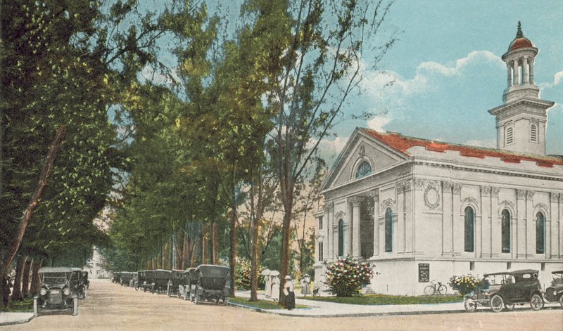 Miami, Florida, ca 1925: Street View, visar Presbyterian Church (färgfoto) av American Photographer