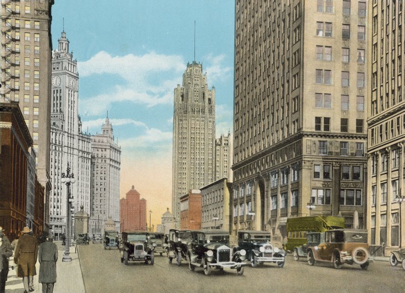 Michigan Boulevard, tittar norrut (färgat foto) av American Photographer