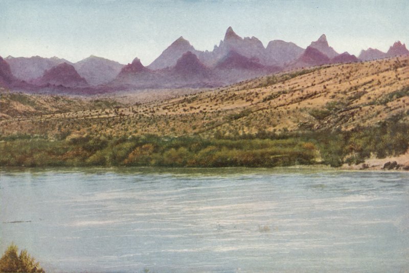 Needles Mountains och Colorado River, Kalifornien (färgat foto) av American Photographer