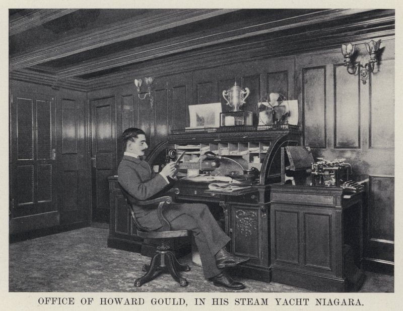 Howard Goulds kontor, i hans Steam Yacht Niagara (s/v foto) av American Photographer