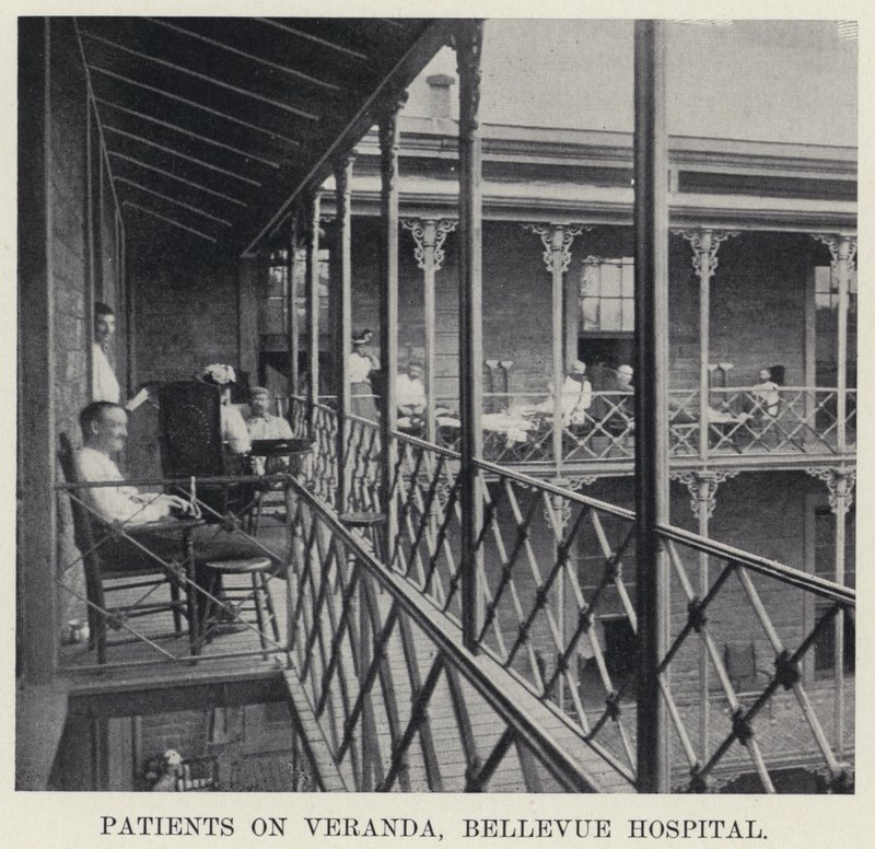 Patienter på verandan, Bellevue Hospital (s/v foto) av American Photographer