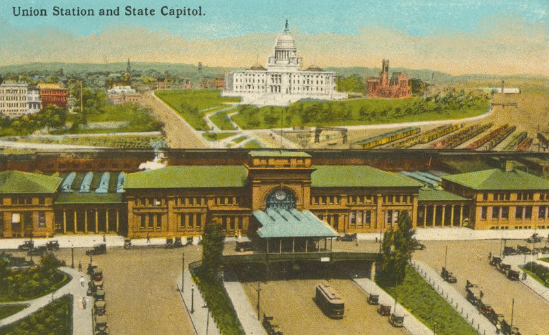 Providence, Rhode Island: Union Station och State Capitol (färgfoto) av American Photographer