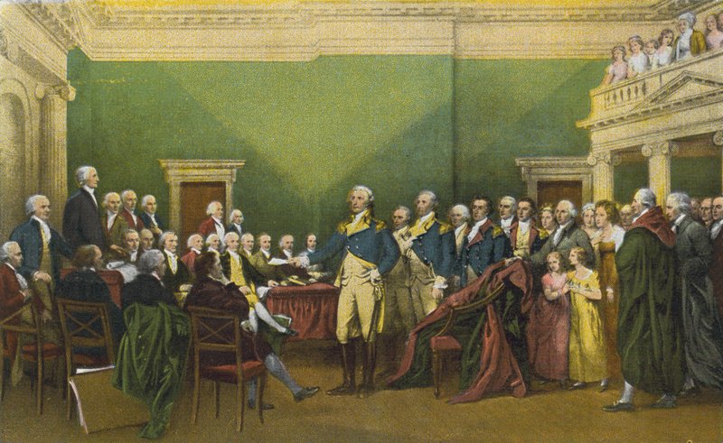 General Washingtons avskedsansökan, Annapolis den 23 december 1783 (färgfoto) av American Photographer