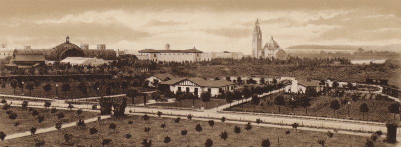 San Diego: The Model Farm, Panama-California Exposition (svartvitt foto) av American Photographer