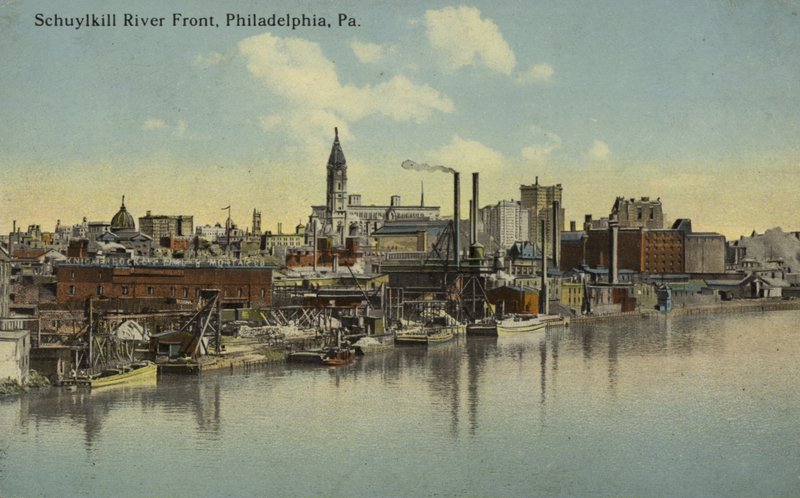 Schuylkill River Front, philadelphia, Pennsylvania (färgat foto) av American Photographer