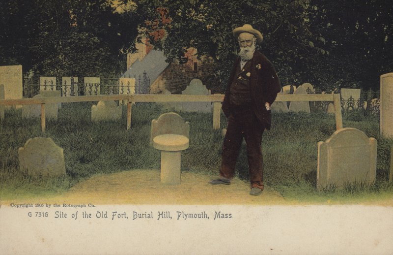 Platsen för det gamla fortet, Burial Hill, Plymouth, Massachusetts (färgfoto) av American Photographer